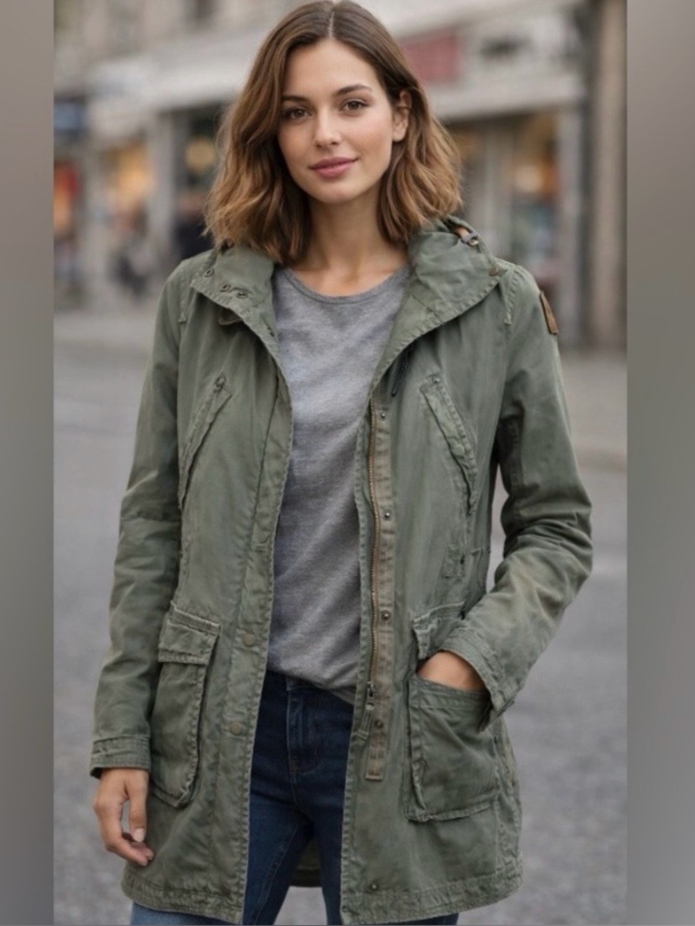 Parajumpers Women’s Military Anorak Surplus Utility Parka Army Green Jacket XS